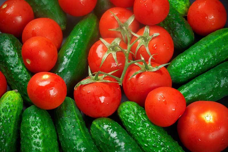 cucumbers and tomatoes