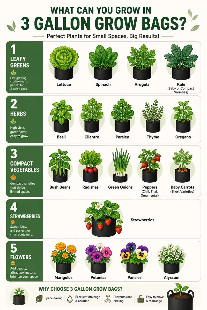 Best plants for 3 gallon grow bags