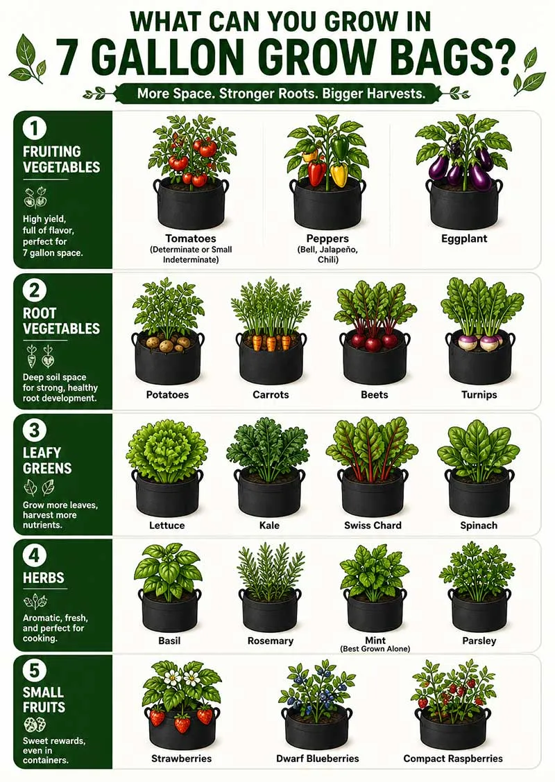 Best plants for 7 gallon grow bags