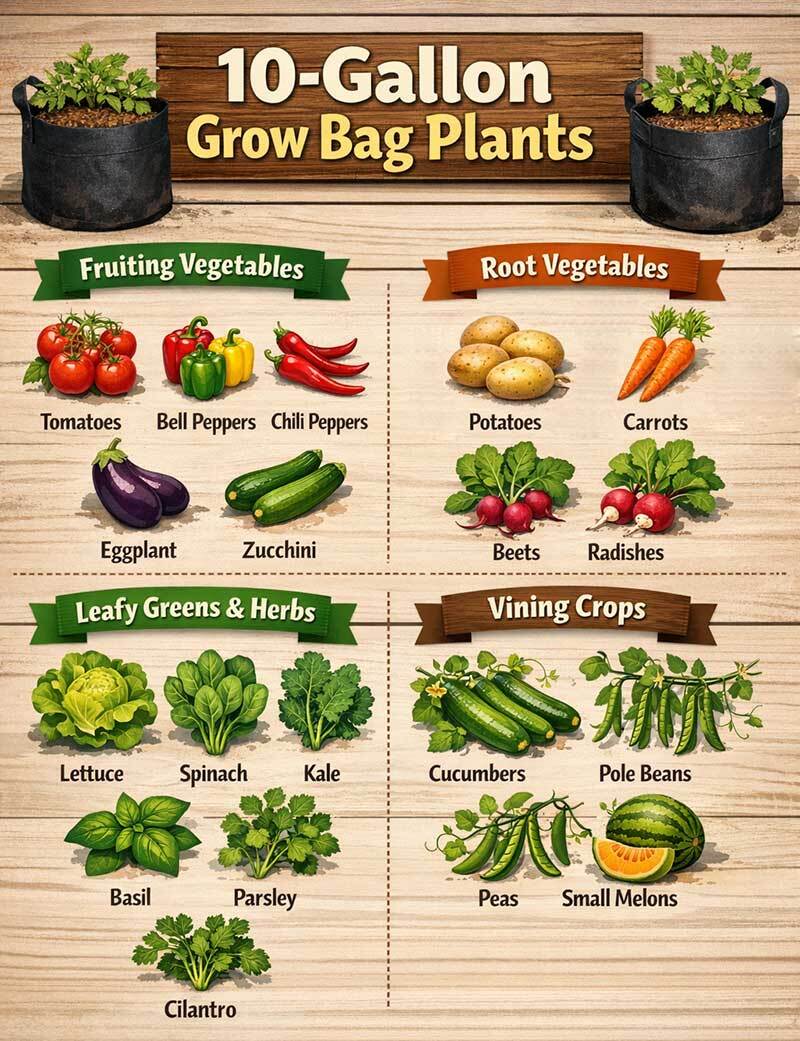 Best plants for 10 gallon grow bags