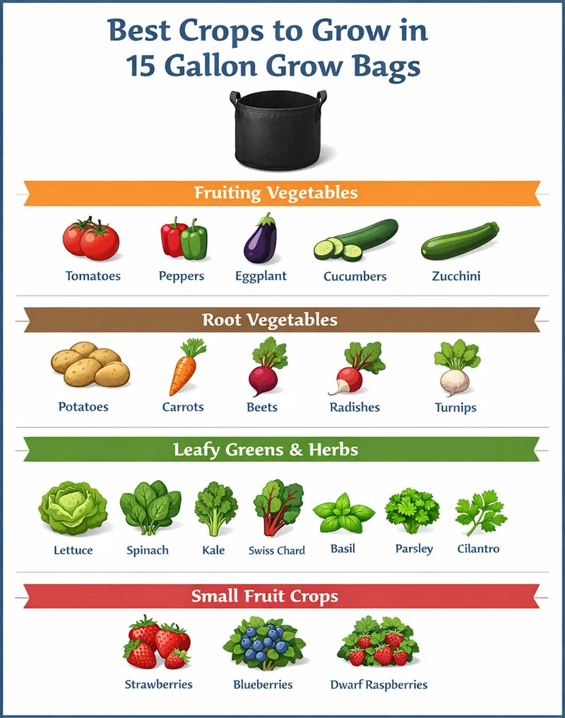 Best plants for 15 gallon grow bags