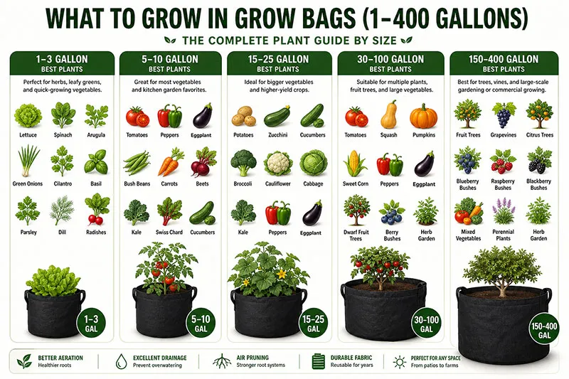 Best plants for 1–400 gallon grow bags