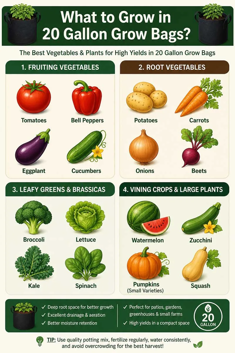 Best plants for 20 gallon grow bags