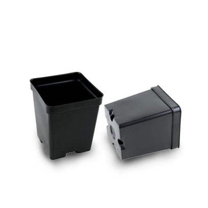 Landmark 4.25" Square Deep Plastic Nursery Pots - Bulk Set Of 375 - Black